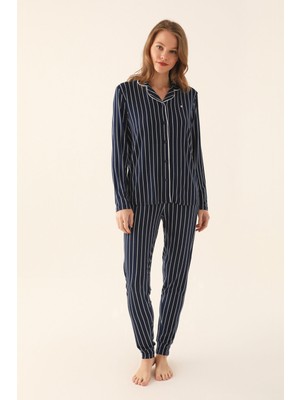Pierre Cardin Lacivert Kadın Gömlek Pijama
