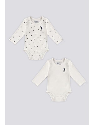 U.S. Polo Assn. Krem Desenli Bebek Body Zıbın Pamuklu Malzeme ile Rahat Kullanım