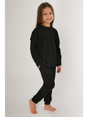 RolyPoly Siyah Kız Çocuk Uzun Kol Pijama Takım