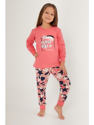 RolyPoly Super Girl Find Your Magic Pembe Kız Çocuk Uzun Kol Pijama Takım