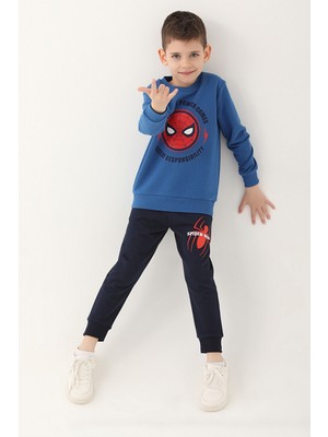 Marvel Spider-Man Saks Mavi Erkek Çocuk Eşofman Takımı