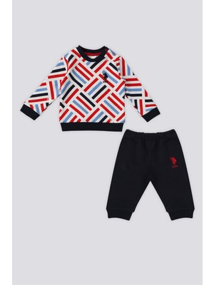 U.S. Polo Assn. Krem Şerit Detay Bebek 2'li Takım