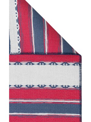 Eko Halı Arya Craft Kilim ARC05 Red Navy  Çift Taraflı Hav ve Toz Vermez Yıkanabilir Modern Desenli Dokuma Kilim