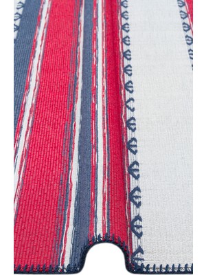 Eko Halı Arya Craft Kilim ARC05 Red Navy  Çift Taraflı Hav ve Toz Vermez Yıkanabilir Modern Desenli Dokuma Kilim