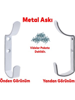 Badem10 Çengel Metal Portmanto Vestiyer Duvar Dolap Elbise Askısı Beyaz Mobilya Kapı Askılığı Aparatı