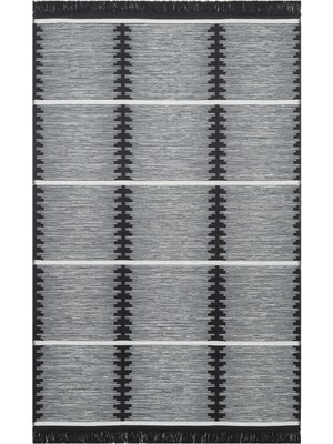 Eko Halı Arya Craft Kilim Arc 01 Whıte Black Hav ve Toz Vermez Yıkanabilir Modern Desenli Dokuma Kilim