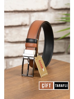 Kasva Deri 3.5 cm Çift Taraflı Deri Kemer