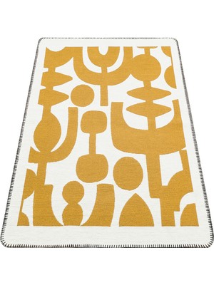 Eko Halı Arya Neo Kilim ARN07 Whıte Yellow Yıkanabilir Kaymaz Tabanlı Modern Pamuk Kilim