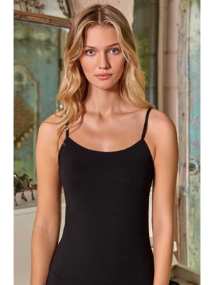 Berrak Tekli (1 Adet) Siyah Licralı Ip Askılı Bayan Atlet