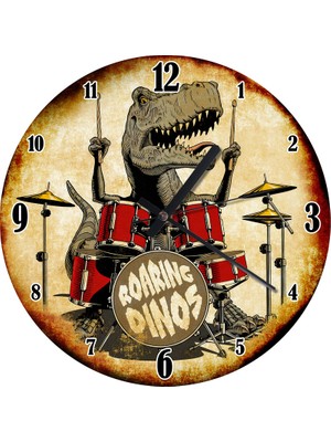 Karizma Tablo Dinozor Trex Baterist Ahşap Duvar Saati