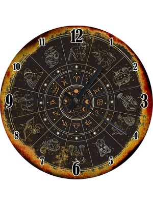 Karizma Tablo Burçlar ve Semboller Ahşap Duvar Saati