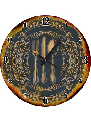 Karizma Tablo Çatal Bıçak ve Kaşık Desenli Duvar Saati