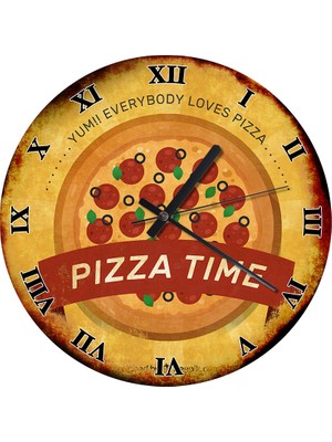Karizma Tablo Pizza Zamanı Ahşap Duvar Saati