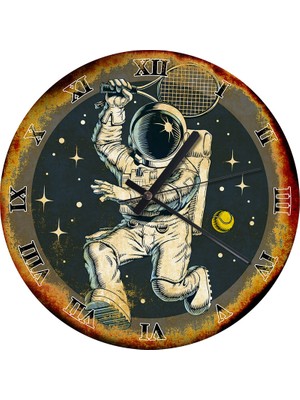 Karizma Tablo Astronot Tenisçi Akarlı Duvar Saati
