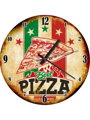 Karizma Tablo En Iyi Pizza Ahşap Duvar Saati