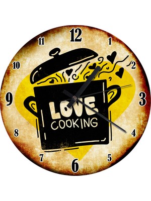 Karizma Tablo Love Cooking Tencere Dekoratif Duvar Saati