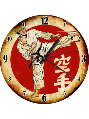 Karizma Tablo Tekvando Okulu Ahşap Duvar Saati