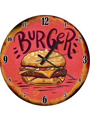 Karizma Tablo Burger Sessiz Duvar Saati