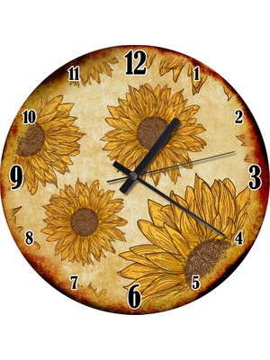 Karizma Tablo Güne Bakan Çiçeği Desenli Duvar Saati