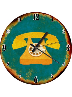 Karizma Tablo Sarı Telefon Baskılı Duvar Saati