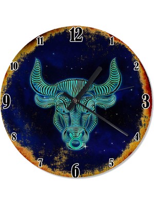 Karizma Tablo Boğa Burcu Baskılı Duvar Saati