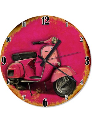 Karizma Tablo Pembe Vespa Şekilli Duvar Saati