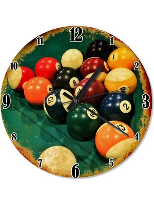 Karizma Tablo Bilardo Topları Dekoratif Duvar Saati