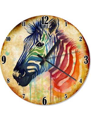 Karizma Tablo Renkli Zebra Baskılı Duvar Saati