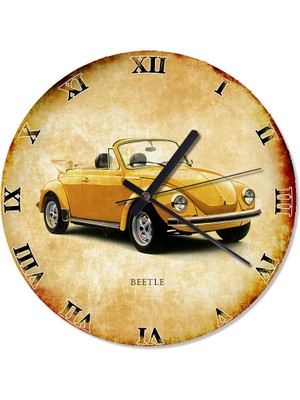 Karizma Tablo Sarı Beetle Üstü Açık Sessiz Duvar Saati