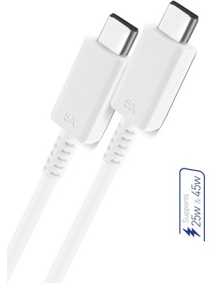 Powerway  S5 45 Watt Hızlı Şarj Destekli 5A Iki Ucu Type-C Şarj ve Veri Aktarma Kablosu Orjinal Dayanıklı