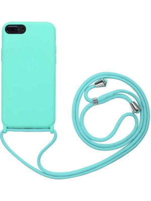 Heptek İletişim Apple  iPhone 8 Plus Kılıf Ipli Boyun Askılı Içi Kadife Lansman Yumuşak Silikon Kapak (Ropi)