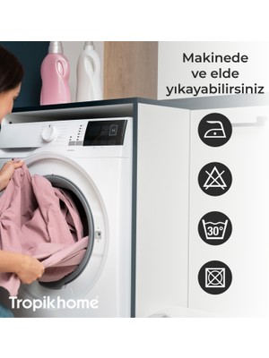 Tropik Home Beyaz Banyo Perdesi Askı Hediyeli 180X200CM Tek Kanat Duş Perdesi, Renkli Banyo Duş Perdesi