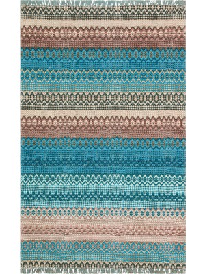 Eko Halı Bodrum Kilim Bd 04 Blue Nw Jüt Görünümlü Hav Toz Vermez Çift Taraflı Yıkanabilir Kilim