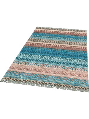 Eko Halı Bodrum Kilim Bd 04 Blue Nw Jüt Görünümlü Hav Toz Vermez Çift Taraflı Yıkanabilir Kilim