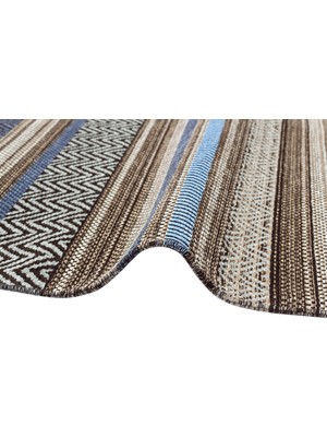 Eko Halı Inka Kilim In 01 Grey Marıne  Hav Toz Vermez Yıkanabilir Kaymaz Modern Ince Dokuma Kilim