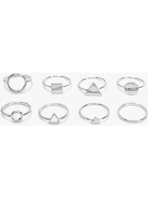 Koton Yüzük Seti 8'li Metal Ince Geometrik Detaylı