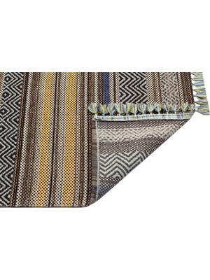 Eko Halı Inka Kilim In 01 Grey Marıne  Hav Toz Vermez Yıkanabilir Kaymaz Modern Ince Dokuma Kilim