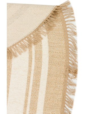 Eko Halı Brooklyn Brk 09 Ivory Oval Hasır Görünümlü Kaymaz Modern Şık Dokuma Kilim