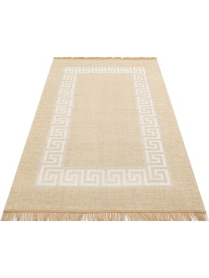 Eko Halı Brooklyn Brk 11 Natural Whıte Hasır Görünümlü Kaymaz Modern Şık Dokuma Kilim