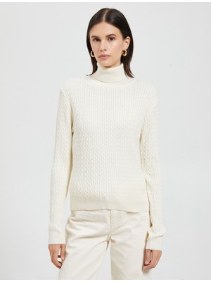 Koton Balıkçı Yaka Kazak Dar Kesim Örgü Motifli