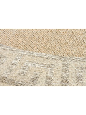 Eko Halı Brooklyn BRK11 Natural Whıte Yuvarlak Hasır Görünümlü Kaymaz Modern Şık Dokuma Kilim