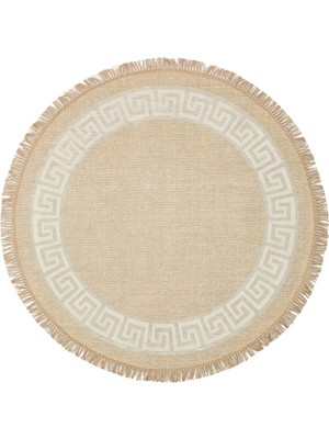 Eko Halı Brooklyn BRK11 Natural Whıte Yuvarlak Hasır Görünümlü Kaymaz Modern Şık Dokuma Kilim