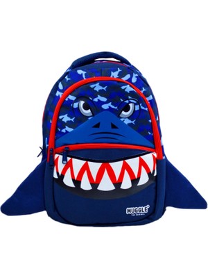 Muggle 3 Bölmeli Shark Okul Sırt Çantası Mavi MU 9567