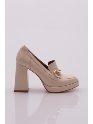 DGN 3801 Kadin Topuklu Loafer Ayakkabi