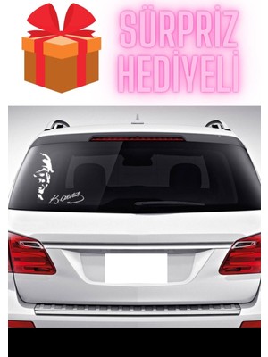 Hellove Sürpriz Hediyeli Oto Sticker Atatürk Silüeti Sticker Atatürk Imza Stickeri