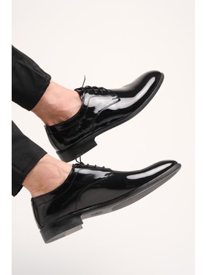 Oksit Hty 806 Bağcıklı Siyah Rugan Erkek Klasik Ayakkabı