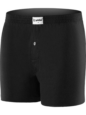 Yıldız Çamaşır Erkek Düz Siyah Havlu Bel 4'lü Paket Boxer