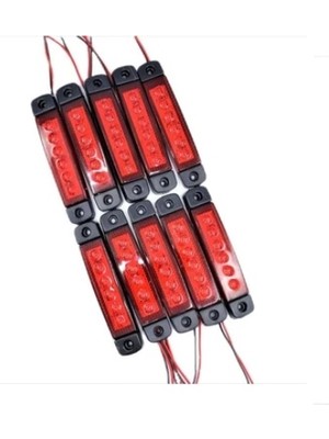 SKAUTO 10 Adet LED Parmak Lamba 6 Ledli Kırmızı Kamyon Dorse Yan Arka Lamba 12V 24V