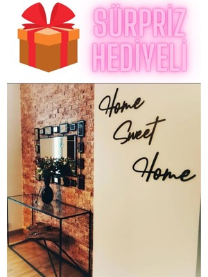 Hellove Sürpriz Hediyeli Home Sweet Home Yazısı Duvar Süsü Mdf Duvar Süsü