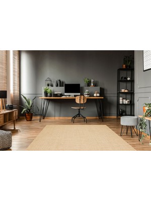 Eko Halı Brooklyn Brk 01 Natural Beıge Hasır Görünümlü Kaymaz Modern Şık Dokuma Kilim